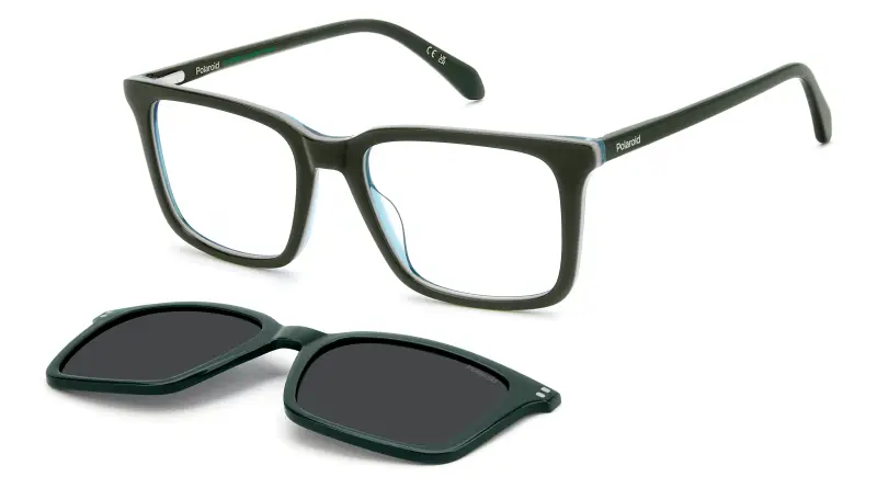 Polaroid Uomo PLD D604/C 1ED/M9 Montature da vista Acetato Verde Grigio Squadrata Polarizzata