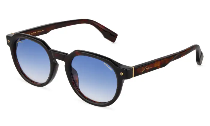 Police Uomo SPLU83 ZAC 3 W/A 722B Occhiali da sole Acetato Havana Blu Pantos Normale Sfumato