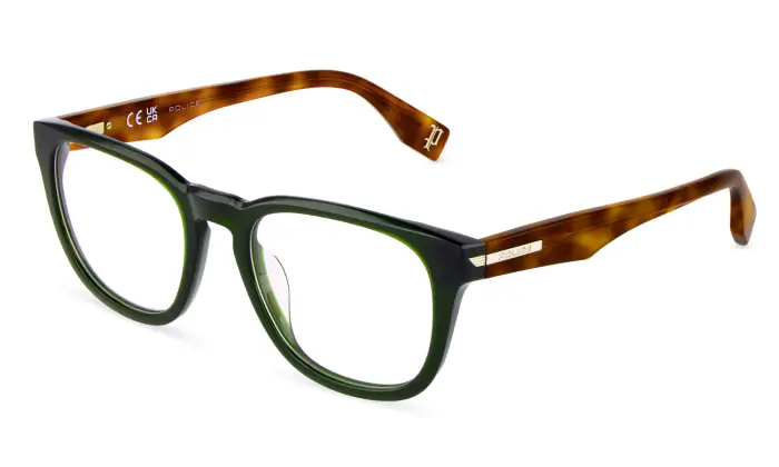 Police Uomo VPLU56 NERVE 3 09GT Montature da vista Acetato Verde Squadrata