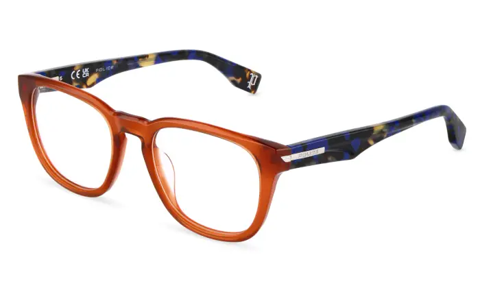 Police Uomo VPLU56 NERVE 3 0T91 Montature da vista Acetato Giallo Squadrata