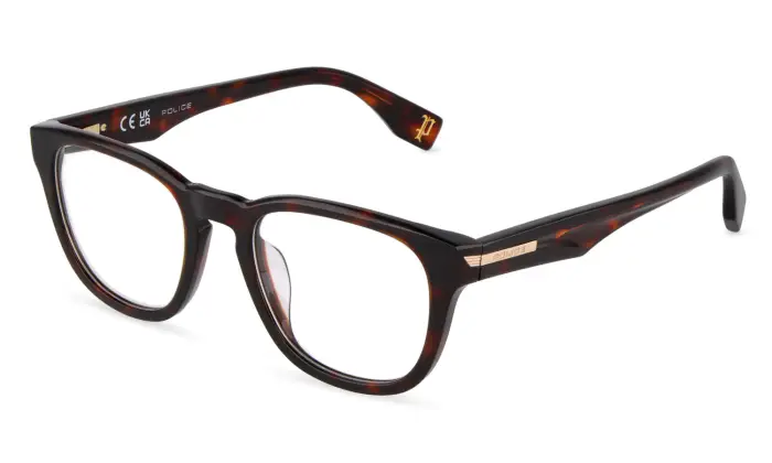 Police Uomo VPLU56 NERVE 3 722 Montature da vista Acetato Havana Squadrata