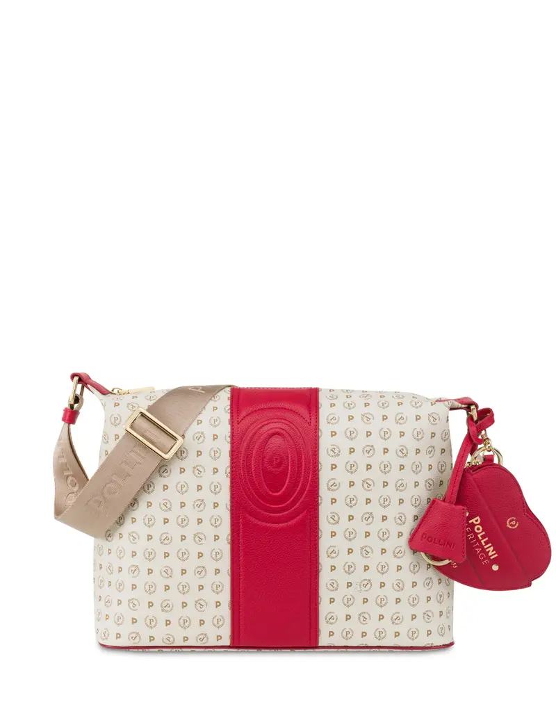 pollini Borsa a spalla Heritage 70 AVORIO/ROSSO