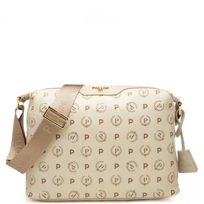 Pollini borsa a tracolla da donna con stampa pattern heritage avorio