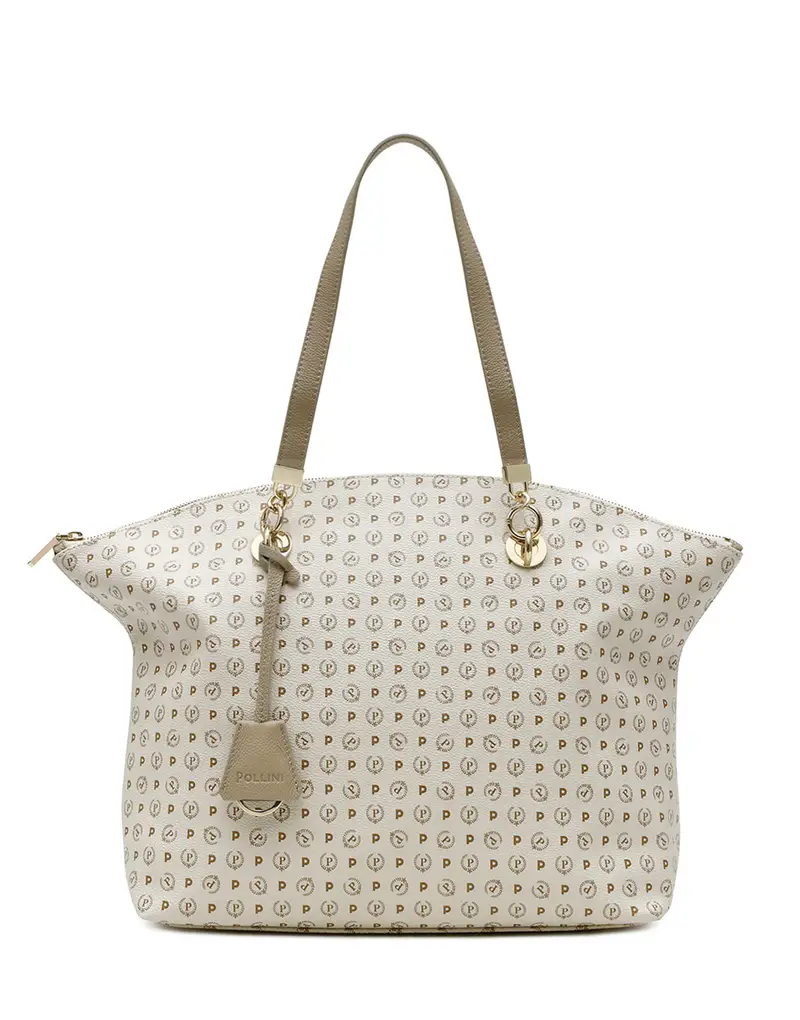 pollini Tote bag Heritage Logo Classic AVORIO/GHIACCIO, Bianco