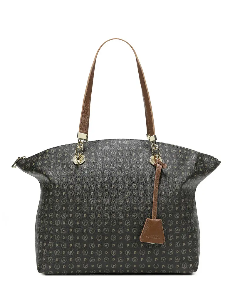 pollini Tote bag Heritage Logo Classic NERO/MARRONE