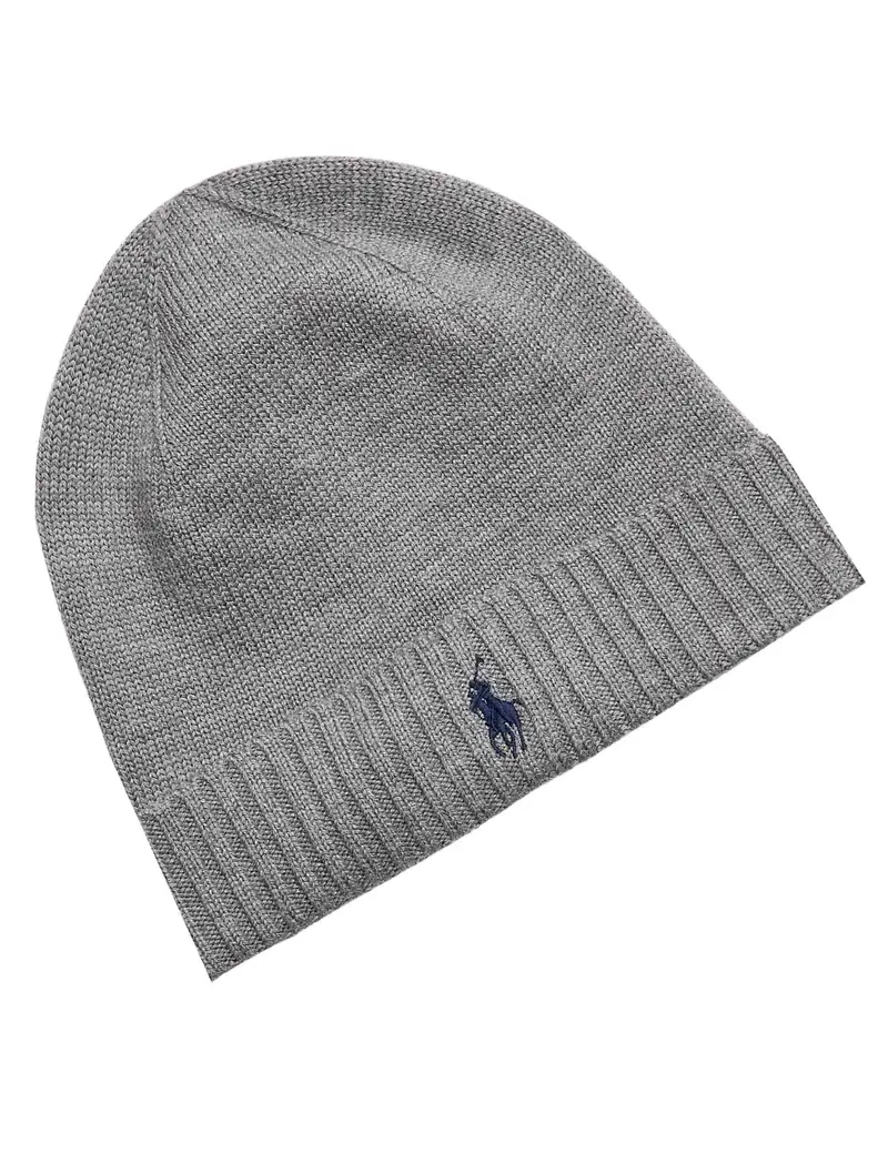 Polo Ralph Lauren Cappelli in lana grigia con logo Uomo 710886137003 FAWN GREY HEATHER