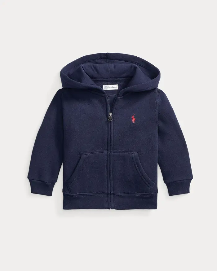 Felpa blu Polo Ralph Lauren in misto cotone con zip e cappuccio