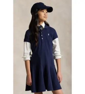 Polo Ralph Lauren per ragazza 313624740001 Abito blu navy a collo alto (14años=150/155cm), Casual, Cotone, moda per bambini