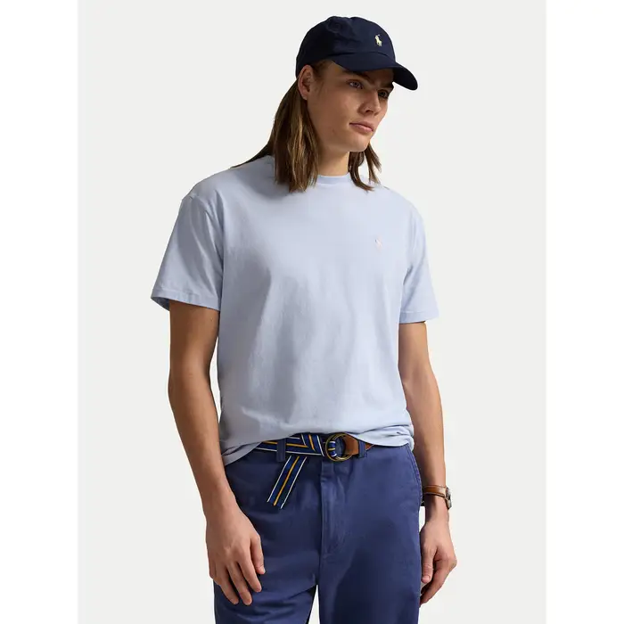 Polo Ralph Lauren T-shirt 710671438418 Celeste Slim Fit Azzurro chiaro