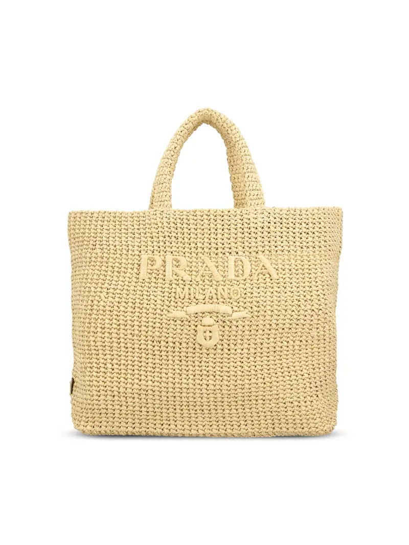 PRADA Borsa Shopping In Crochet BEIGE