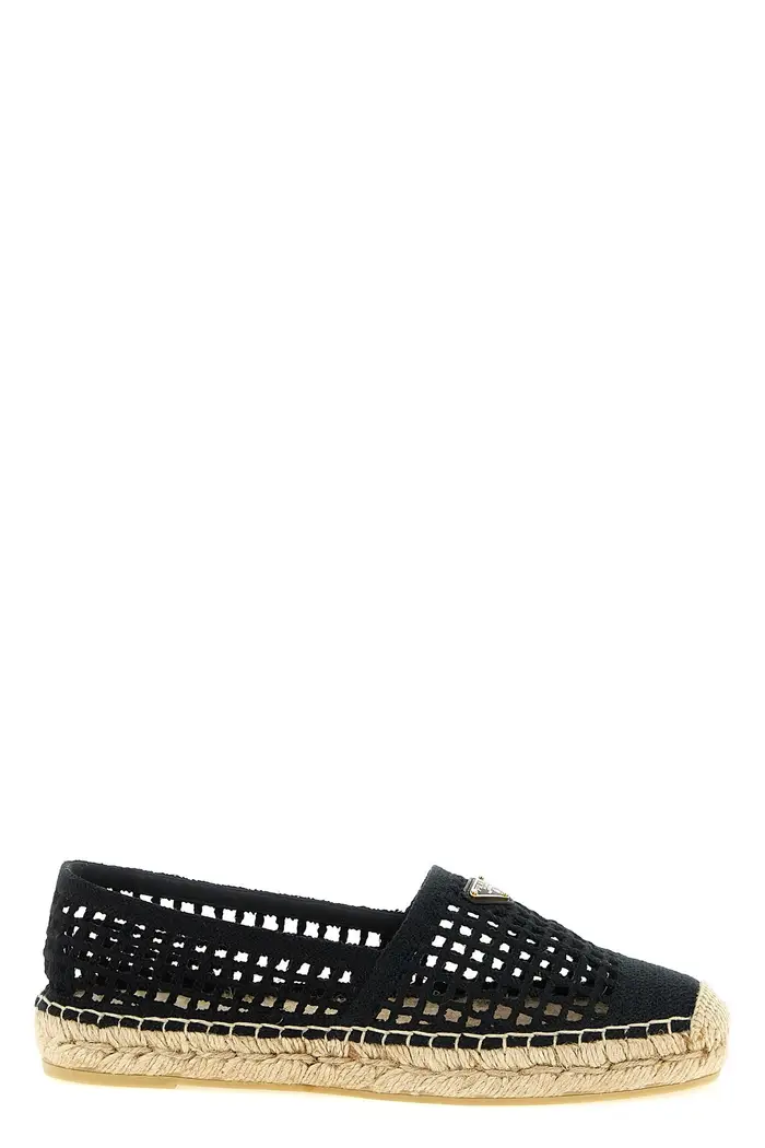 PRADA Espadrillas Maglia Crochet Nero