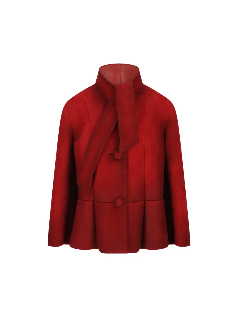PRADA Giacca In Pelle Scamosciata ROSSO