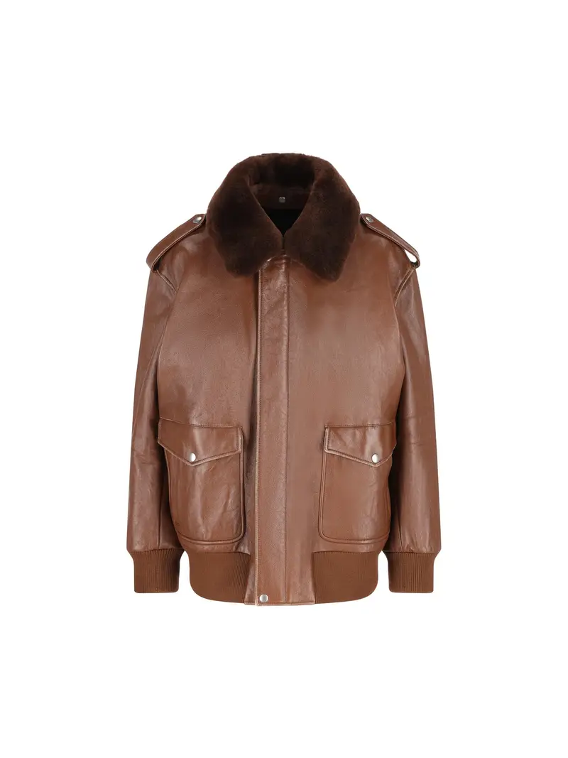 PRADA Giubbotto Bomber In Pelle MARRONE