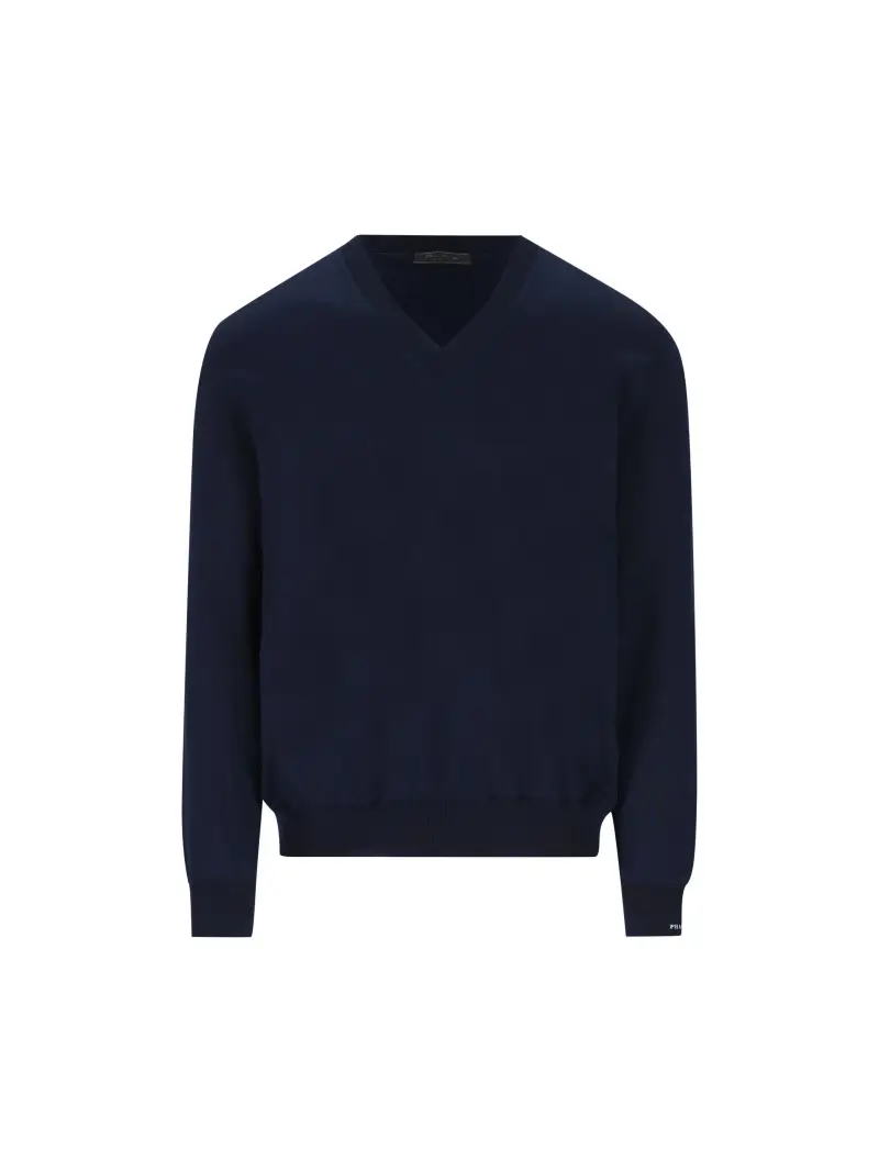 PRADA Maglia Con Scollo A V In Cotone BLU