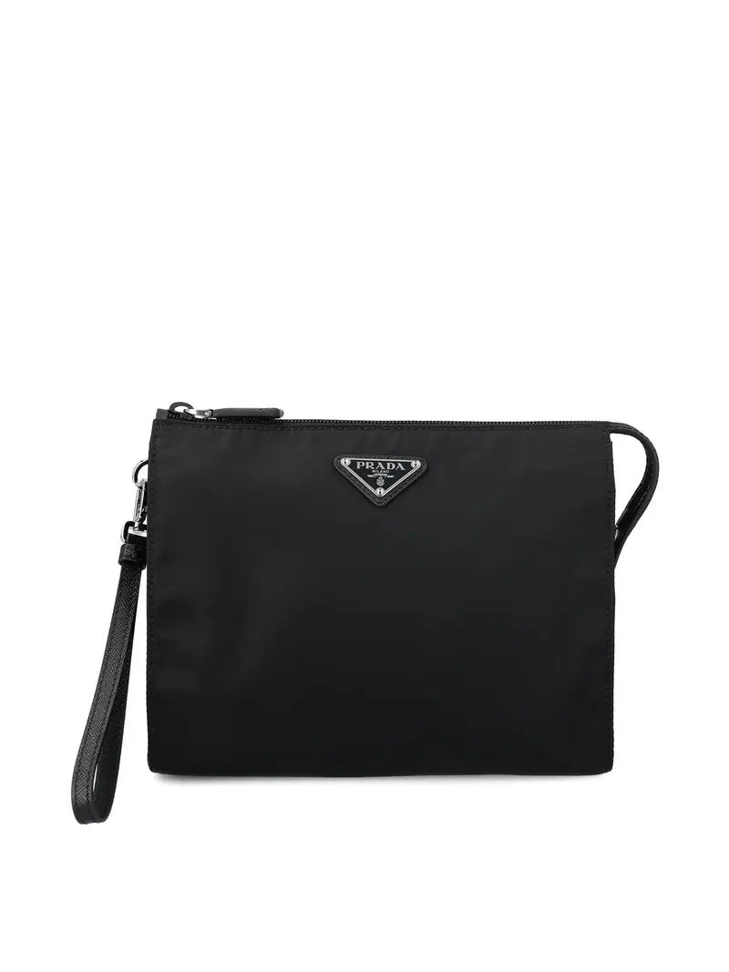 PRADA Necessaire In Re-Nylon E Saffiano NERO