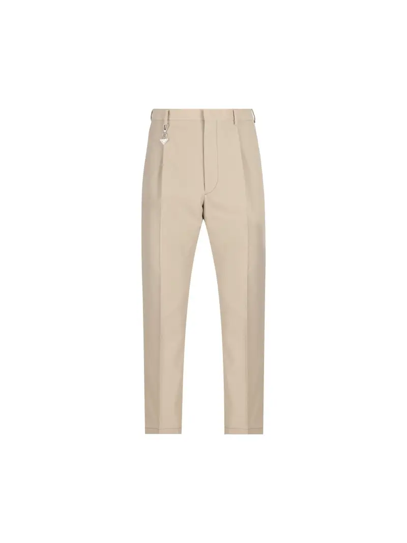 PRADA Pantalone In Popeline Con Charm BEIGE