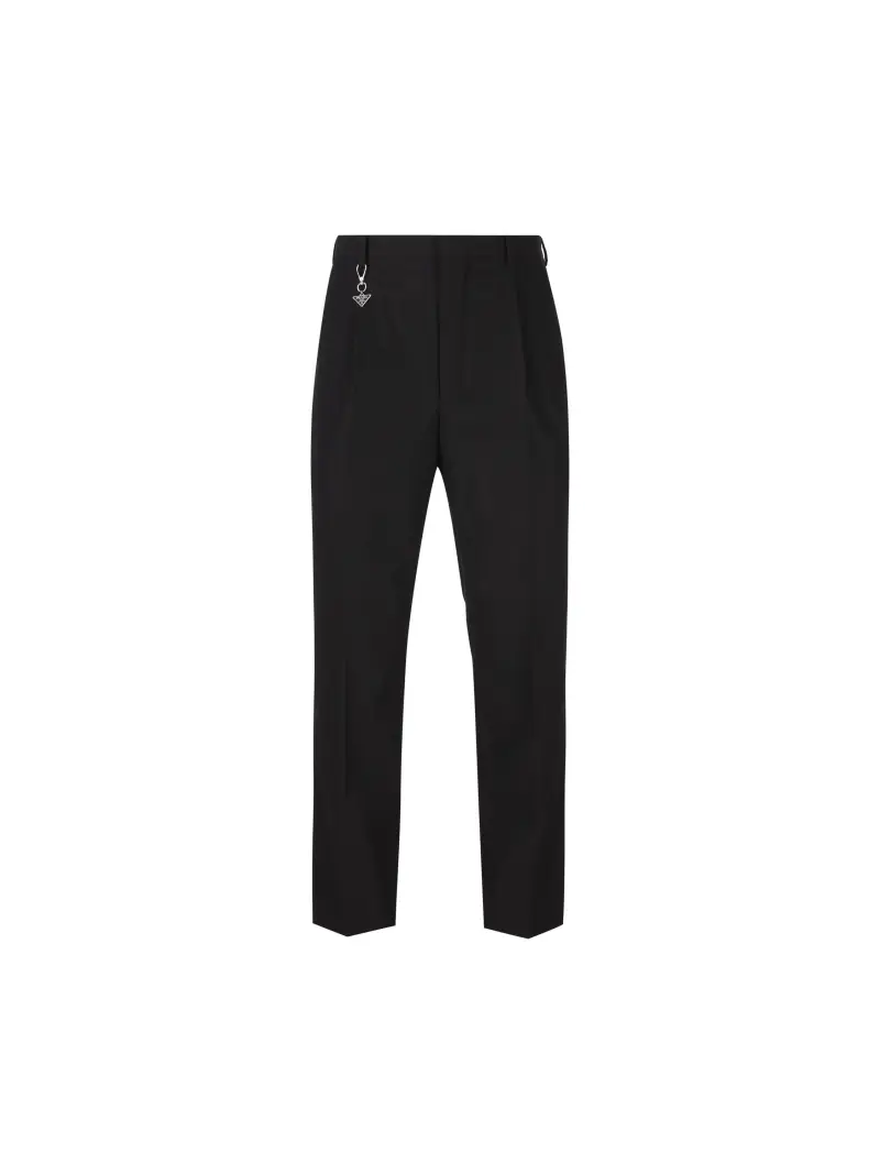 PRADA Pantalone In Popeline Con Charm NERO