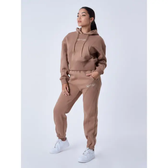 Pantaloni da jogging con cuciture donna Project X Paris Marron