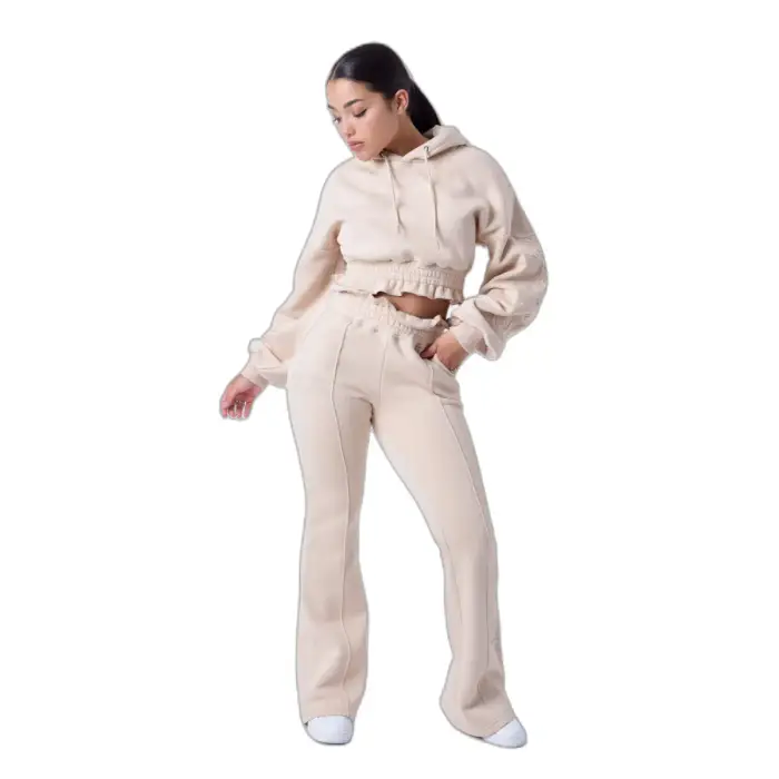 Pantaloni jogger a zampa d elefante donna Project X Paris Beige