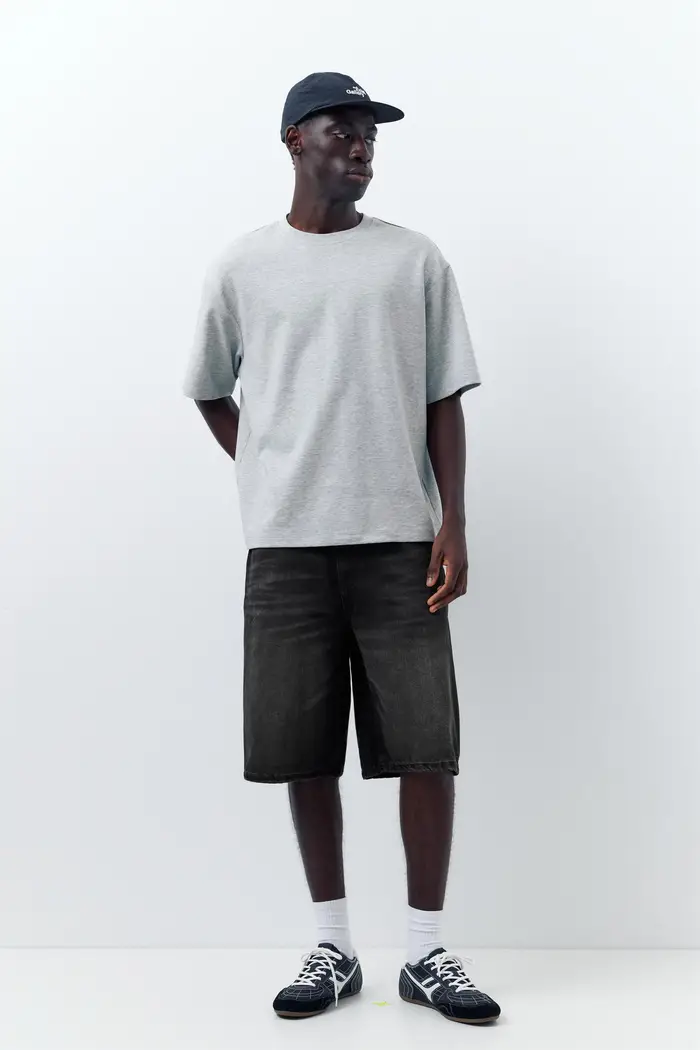 Pull&Bear Bermuda In Denim Skater Nero lavato