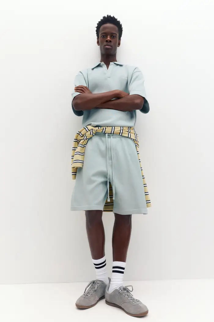 Pull&Bear Bermuda Jogger In Piqué Grigio azzurrato