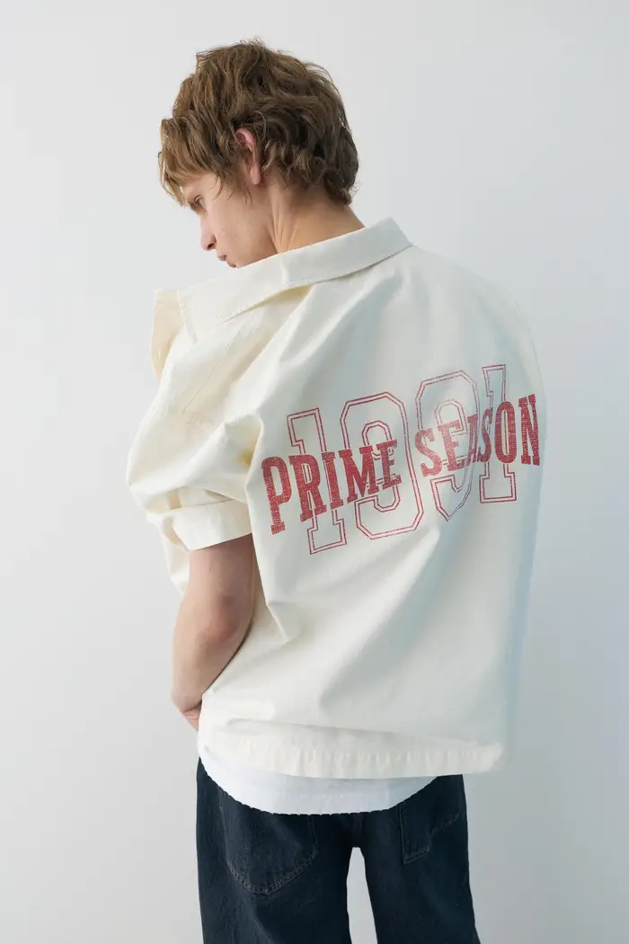 Pull&Bear Camicia Maniche Corte Stwd Studio Bianco rotto