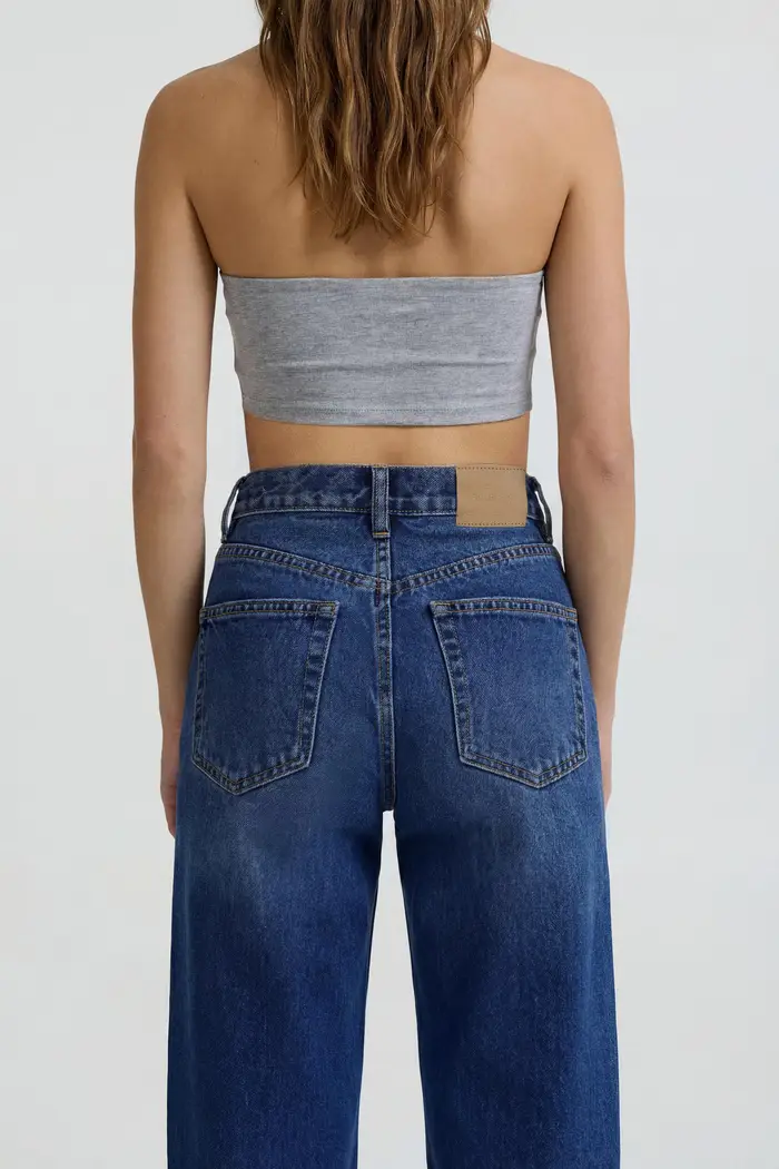 Pull&Bear Jeans Mom Fit Vita Alta Blu marino