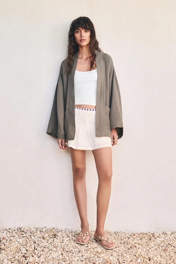 Pull&Bear Kimono In Crêpe Kaki oscuro