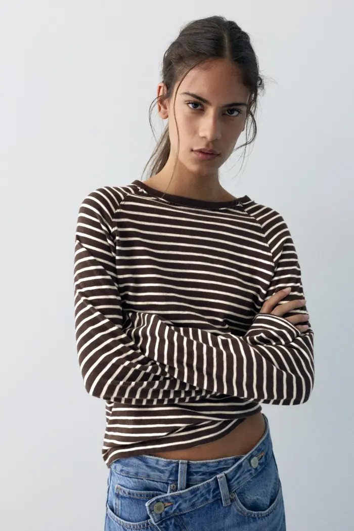 Pull&Bear Maglietta Maniche Lunghe Raglan A righe