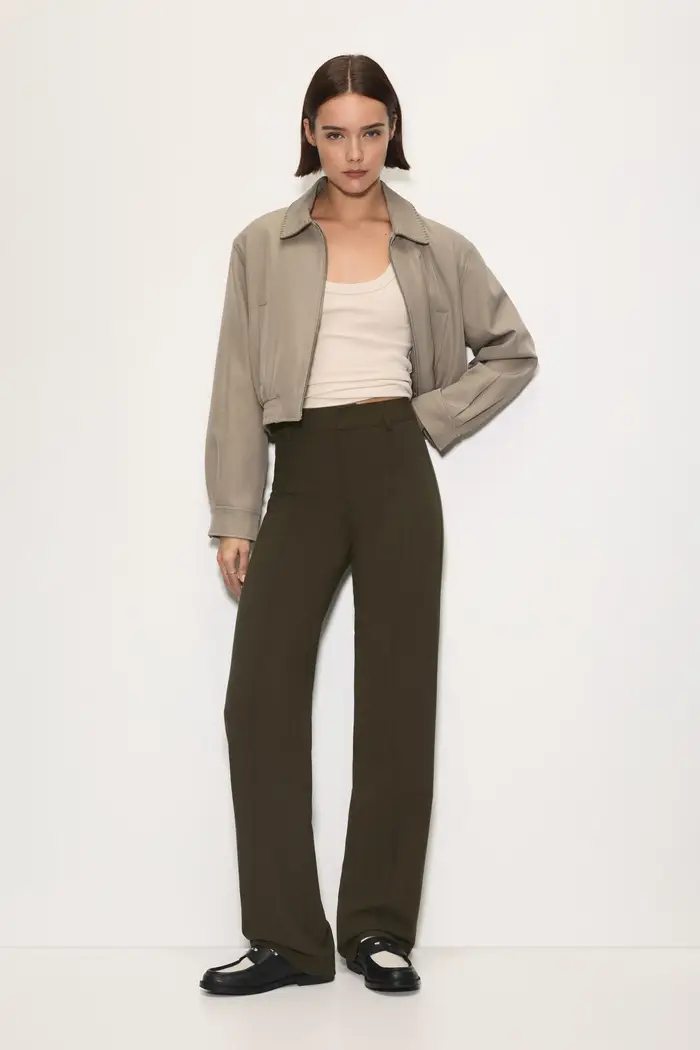 Pull&Bear Pantaloni Eleganti Con Cucitura A Nervatura Kaki medio