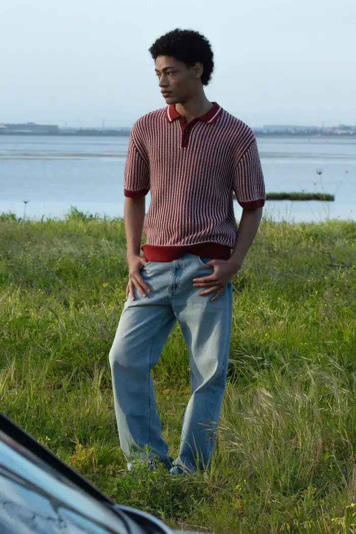 Pull&Bear Polo In Maglia Camarón De La Isla Rosso oscuro