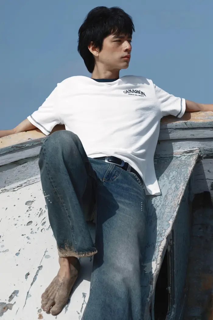 Pull&Bear T-Shirt Camarón De La Isla Bianco rotto