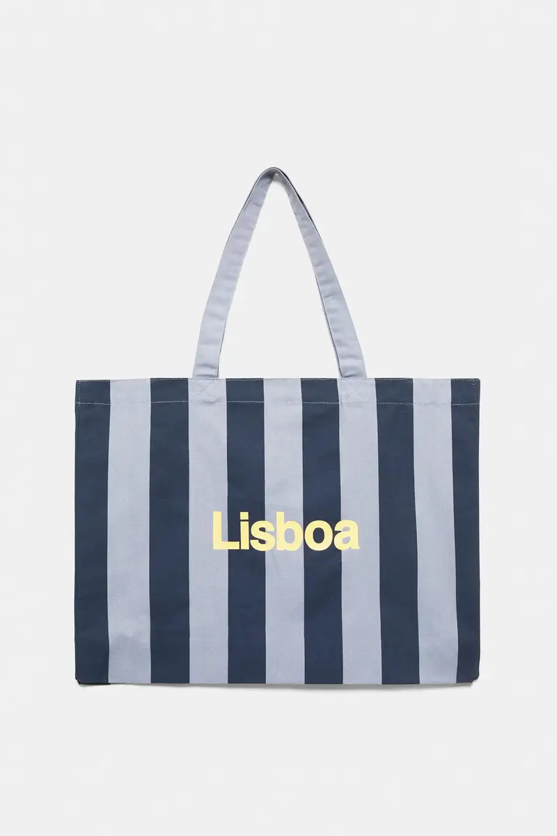 Pull&Bear Tote Bag A Righe Città Azzurro chiaro