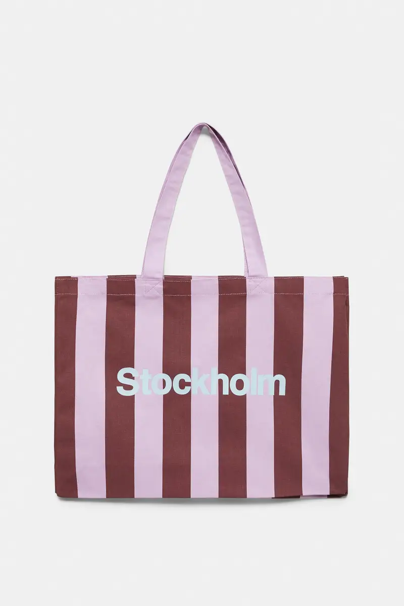 Pull&Bear Tote Bag A Righe Città Rosa