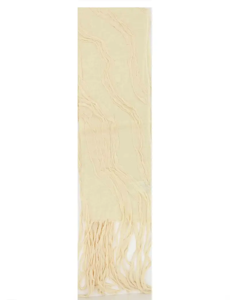 Pyaar Perth stole in misto cotone beige con frange Donna 60260060 0002