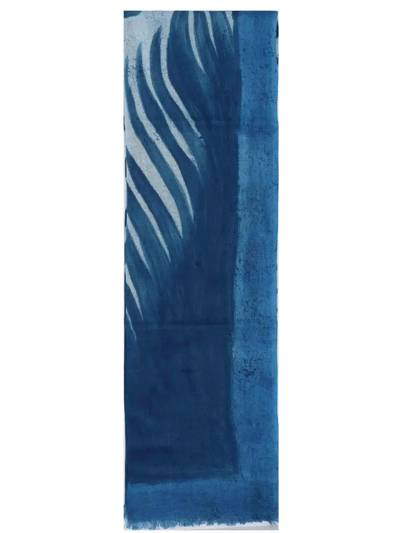 Pyaar Stole Wings in misto lino blu e beige Donna 60260019 0035