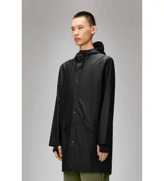 Rains unisex 12020 giacca nera lunga, Nero, Casual, Impermeabile, Poliestere