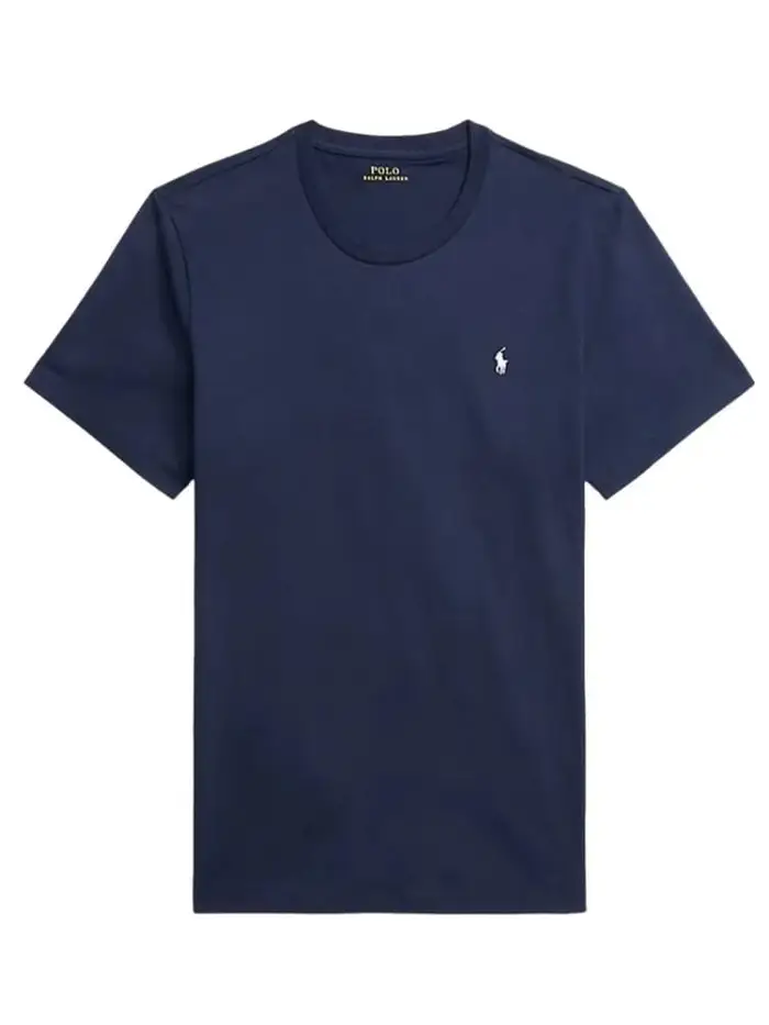 t-shirt in cotone blu con logo ricamato