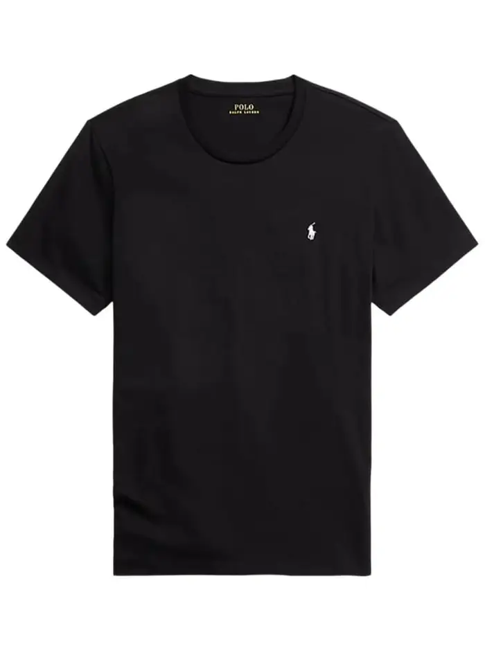t-shirt in cotone nero con logo ricamato