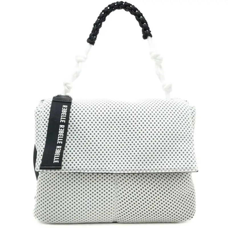 Rebelle borsa a spalla da donna lampetra net in tessuto traforato bianca