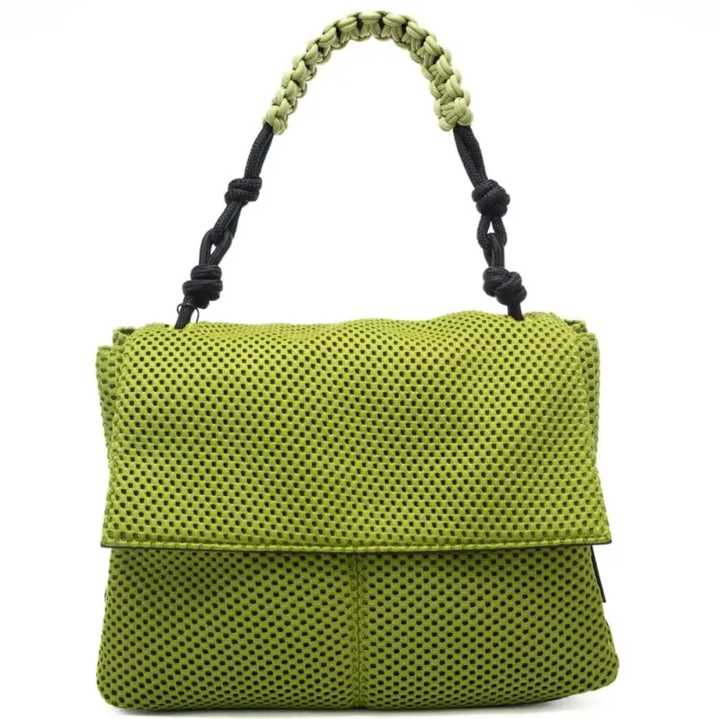 Rebelle borsa a spalla da donna lampetra net in tessuto traforato verde