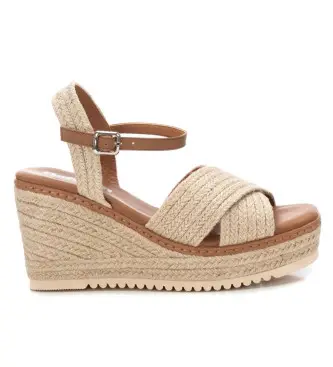 per donna 171543 Sandali 171543 beige -Altezza zeppa 8cm- (38), Marrone, 5 a 8cm, Fibbia, Casual