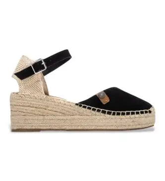 Refresh per donna 17523505-NEGRO Espadrillas in pelle 175235 nere, Nero, 3 a 5cm, Crosta, Fibbia, Casual Naturale