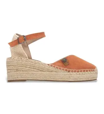 Refresh per donna 17523509-NARANJA Espadrillas in pelle 175235 arancioni, 3 a 5cm, Crosta, Fibbia, Casual, Arancione Naturale