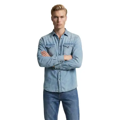 Replay Camicia M4860T 000 26C Azzurro - light blue