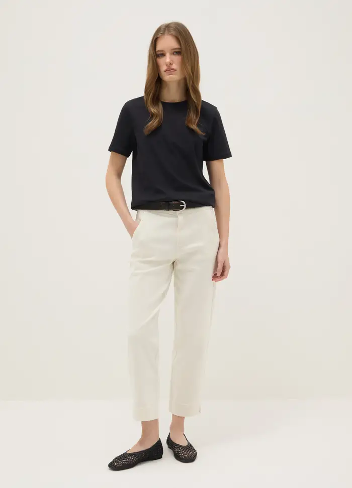 Pantaloni Chino In Misto Cotone Bianco Slim Fit, Donna, Bianco