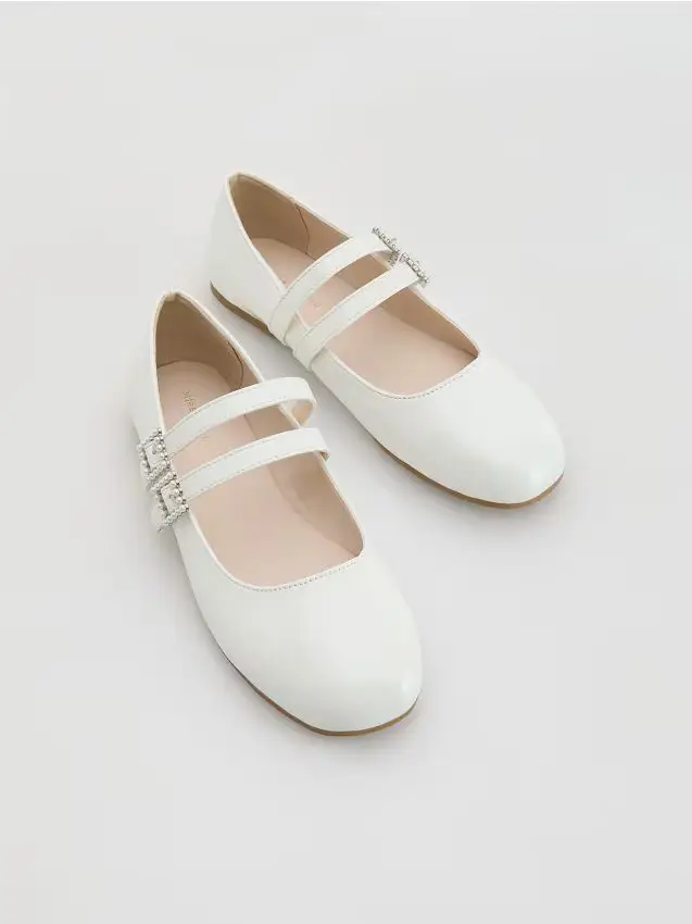 Reserved Ballerine extra lucide con cinturini - bianco