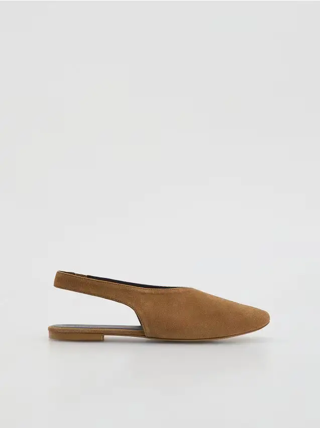 Reserved Ballerine in camoscio con tallone aperto - beige