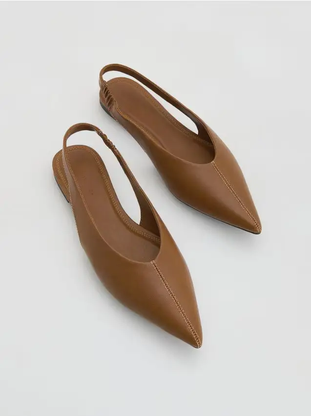 Ballerine in materiali combinati - marrone dorato
