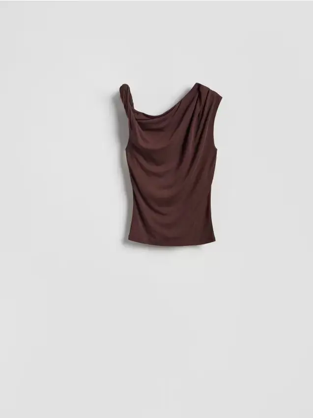 Blusa asimmetrica - marrone scuro